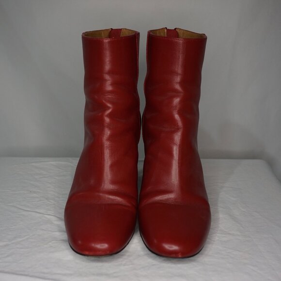 Sandro Sacha Leather Ankle Boots in Rouge - Size 38 - Picture 3 of 11